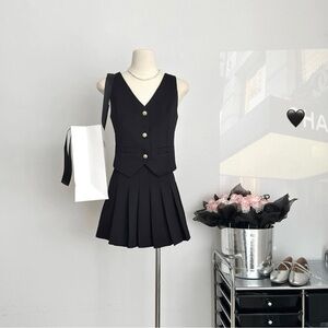 Black Vest and skirt set